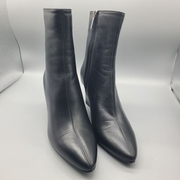 Aquatalia Pauletta Weatherproof Leather Wedge Booties In  Aquatalia Pauletta ankle boots black Leather side Zipper wedge heel sz 8 new
